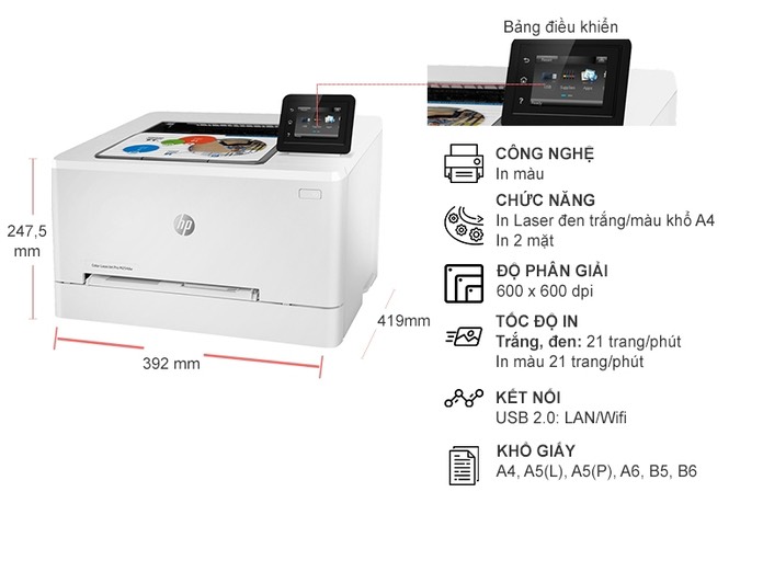 HP lazer mầu 254DW ( in wifi,đảo mặt)